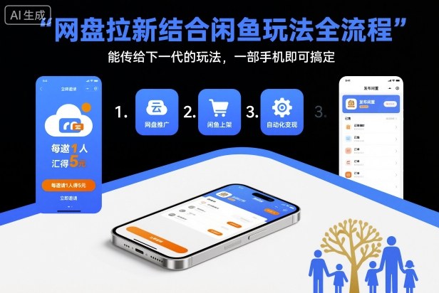 网盘拉新结合闲鱼玩法全流程,能传给下一代的玩法,一部手机即可搞定(附入口渠道以及实操教程)-网赚副业网