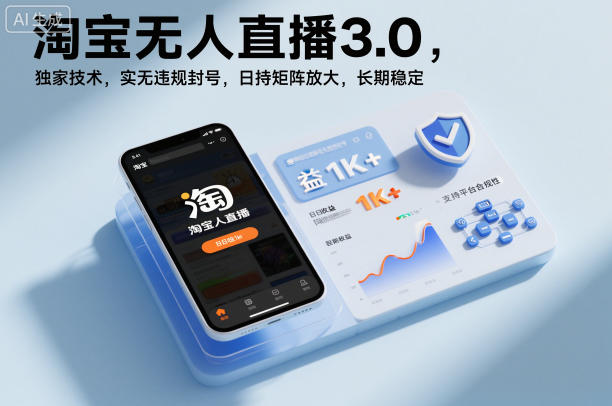 淘宝无人直播3.0,独家技术,实无违规封号,日收益1k+,支持矩阵放大,长期稳定【揭秘】-网赚副业网