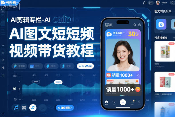 AI剪辑专栏-AI图文短视频带货教程-网赚副业网