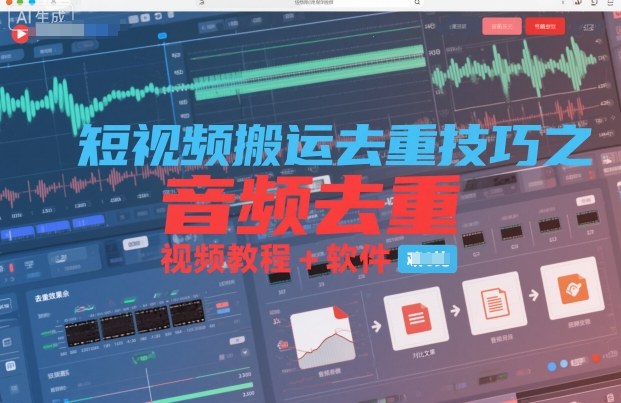 短视频搬运去重技巧之音频去重,视频教程+软件-网赚副业网