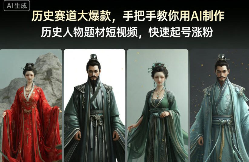 历史赛道大爆款,手把手教你用AI制作历史人物题材短视频,快速起号涨粉-网赚副业网