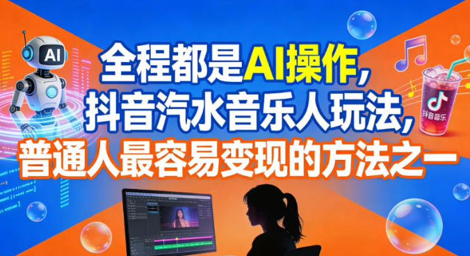 全程都是AI操作,抖音汽水音乐人玩法,普通人最容易变现的方法之一-网赚副业网