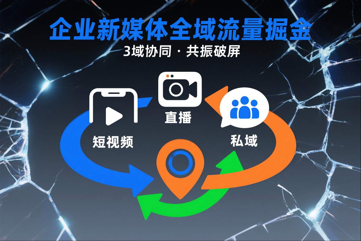 短视频全域商业模式,企业新媒体全域流量掘金,3域协同,共振破屏,短视频-直播-私域-地域-网赚副业网