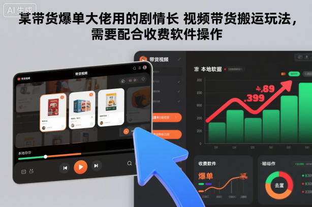 某带货爆单大佬用的剧情长视频带货搬运玩法,需要配合收费软件操作-网赚副业网