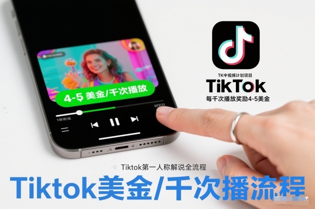 TK中视频计划项目,Tiktok第一人称解说流程,每干次播放奖励4-5美金-网赚副业网