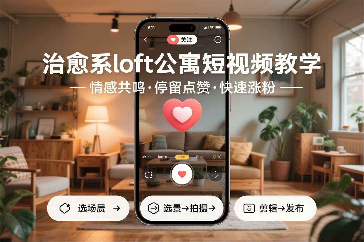 治愈系loft公寓短视频制作教学,情感共鸣引停留点赞关注,快速起号涨粉-网赚副业网