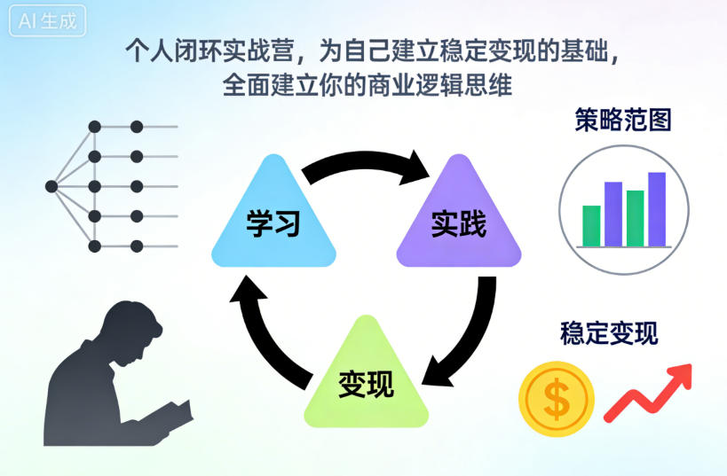 个人闭环实战营,为自己建立稳定变现的基础,全面建立你的商业逻辑思维-网赚副业网