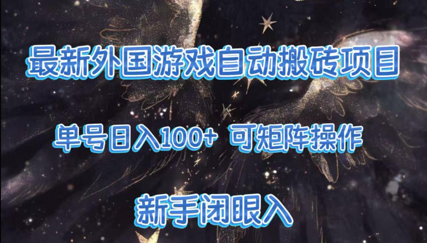最新外国游戏自动搬砖项目,单号100+,可以矩阵操作,新手也可做【揭秘】-网赚副业网