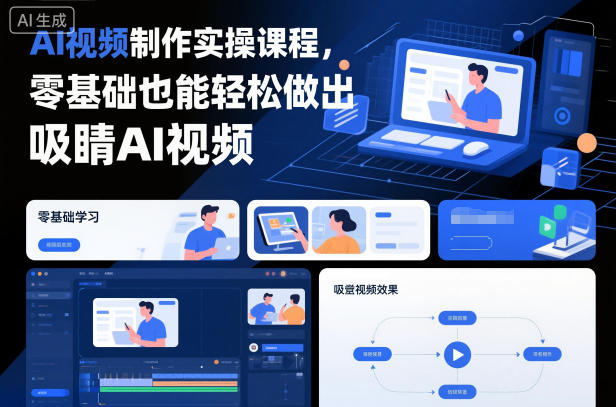 AI视频制作实操课程,零基础也能轻松做出吸睛AI视频-网赚副业网