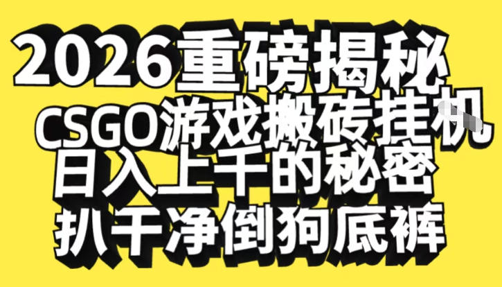 2026开年重磅解密,CSGO游戏搬砖挂G日入1k+的秘密,把倒狗的底裤扒干【揭秘】-网赚副业网