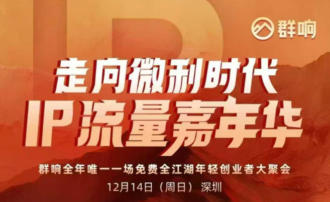 2025ip嘉年华万人12月14深圳线下课,走向微利时代,IP流量嘉年华,实操性极强的商业干货课-网赚副业网