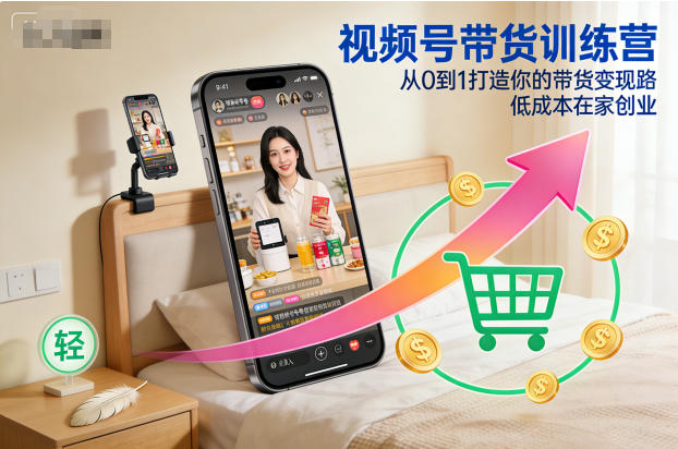 视频号带货训练营,从0到1打造你的带货变现路,低成本在家创业-网赚副业网