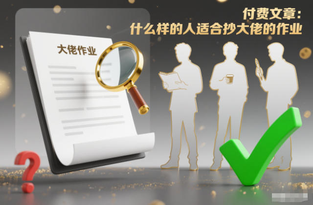 付费文章:什么样的人适合抄大佬的作业?-网赚副业网