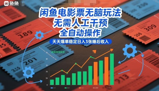 闲鱼电影票无脑玩法，无需人工干预，全自动操作，天天爆单稳定日入3张睡后收入【揭秘】-网赚副业网