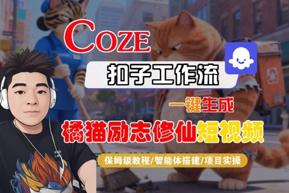 Coze扣子智能体工作流一键生成“橘猫励志修仙“短视频,全流程保姆级教学-网赚副业网