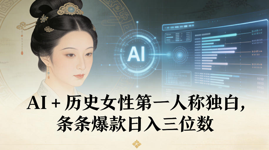 AI+历史女性第一人称独白,条条爆款日入三位数-网赚副业网