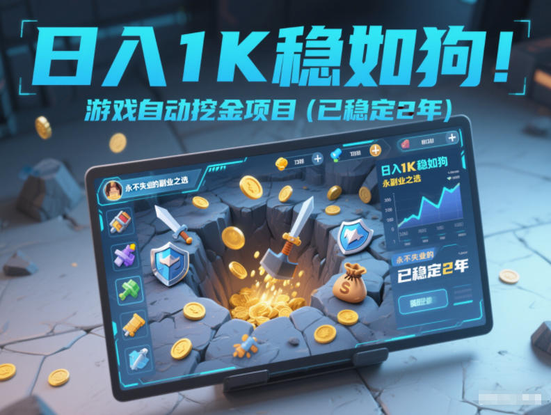 日入1K稳如狗!游戏自动挖金项目(已稳定2年),永不失业的副业之选【揭秘】-网赚副业网