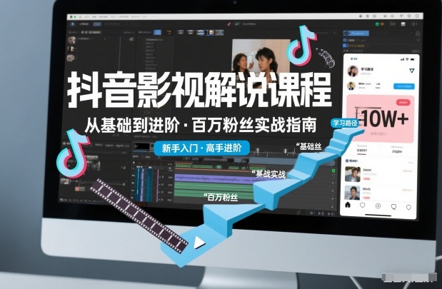 抖音百万粉丝影视解说课程,基础到进阶课,适合新手和进阶学习-网赚副业网