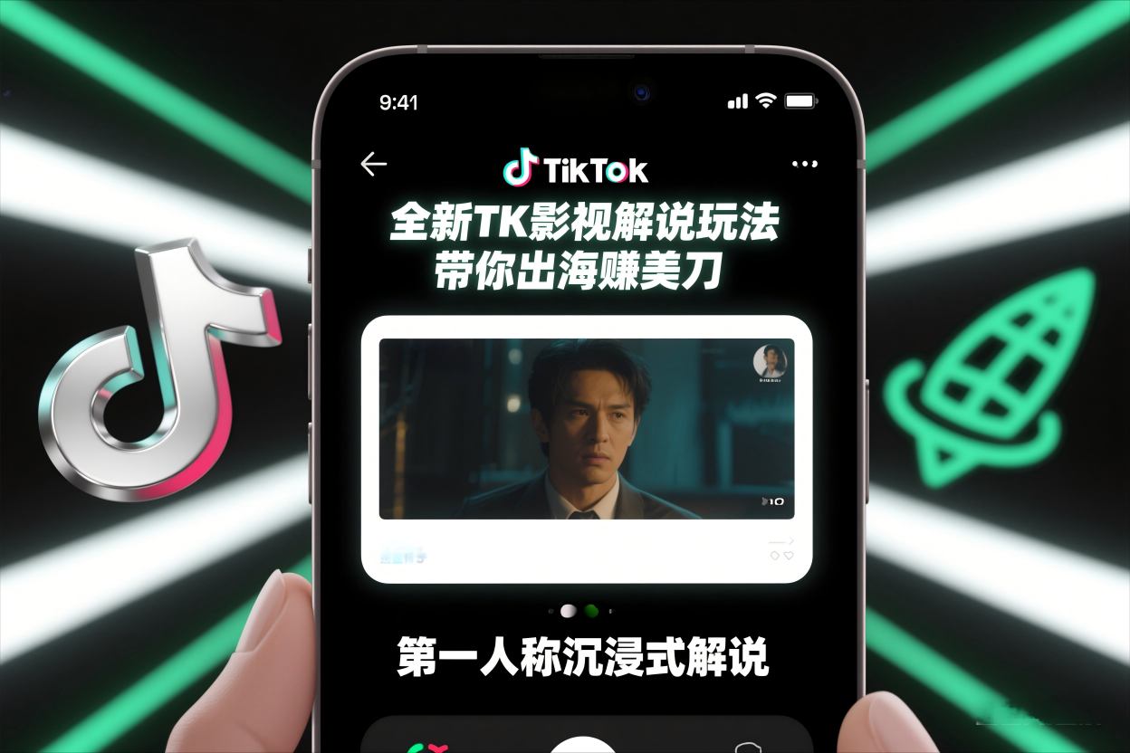 TikTok第一人称影视解说教学,全新TK影视解说玩法,带你出海賺美刀-网赚副业网