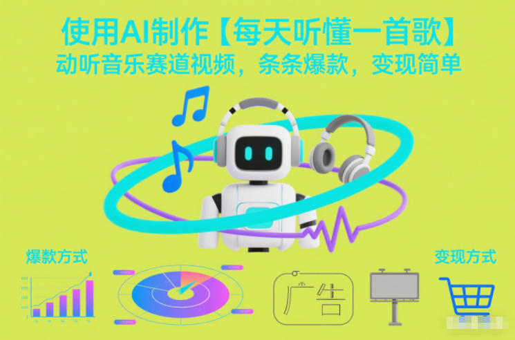 使用AI制作【每天听懂一首歌】动听音乐赛道视频，条条爆款，变现简单-网赚副业网
