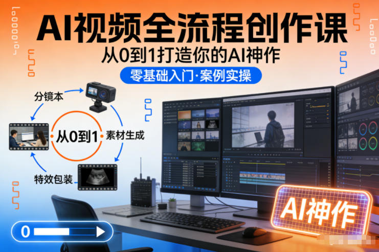 AI视频全流程创作课,从0到1打造你的AI神作-网赚副业网