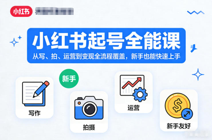 小红书起号全能课,从写、拍、运营到变现全流程覆盖,新手也能快速上手-网赚副业网