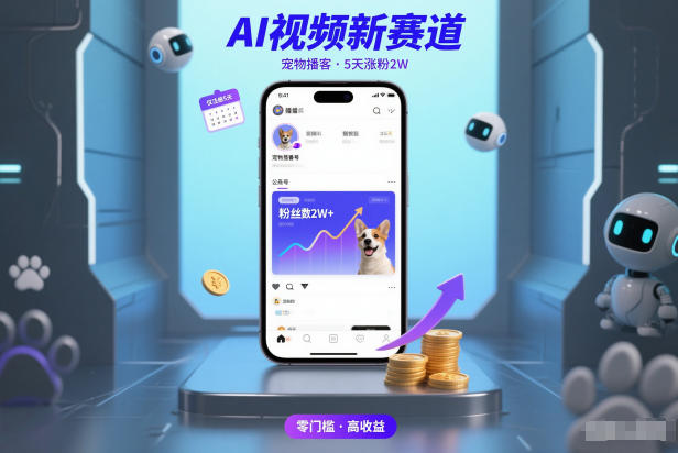 AI视频新赛道,宠物播客仅注册5天涨粉2W,收益非常可观-网赚副业网