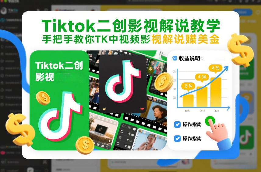 Tiktok二创影视解说教学,手把手教你TK中视频影视解说賺美金(更新26年1月)-网赚副业网