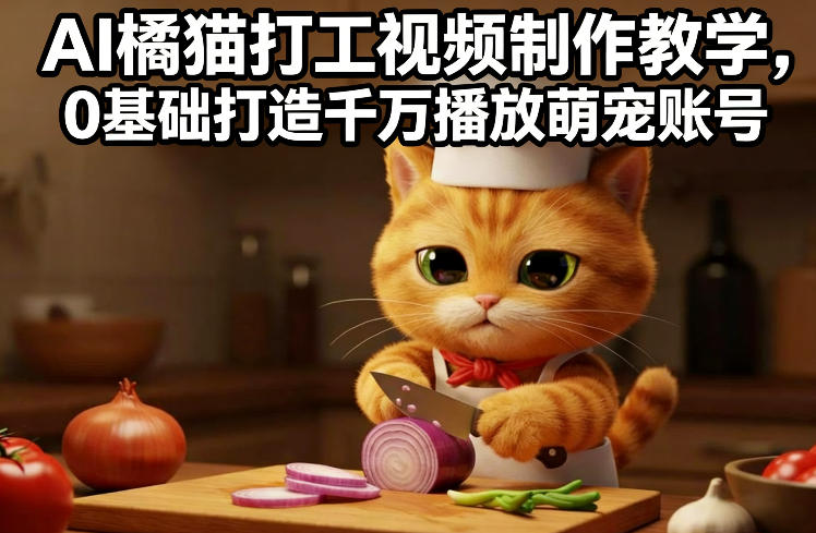 AI橘猫打工视频制作教学,流量狂飙,0基础打造千万播放萌宠账号-网赚副业网