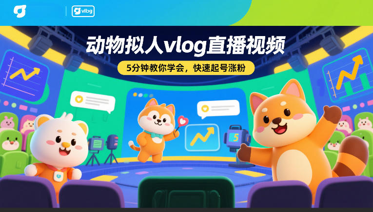 动物拟人vlog直播视频,5分钟教你学会,快速起号涨粉-网赚副业网