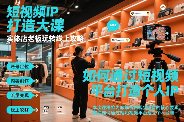 短视频ip打造大课，实体店老板玩转线上攻略-网赚副业网