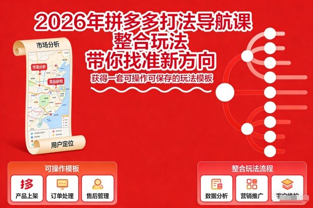 2026年拼多多打法导航课,整合玩法,带你找准新方向,获得一套可操作可保存的玩法模板-网赚副业网