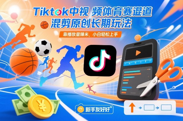 Tiktok中视频体育赛道混剪原创长期玩法,靠播放量賺米,小白轻松上手-网赚副业网