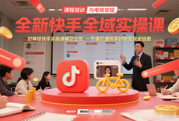 全新快手全域实操课,封神级快手实操课横空出世,一节课打通快手好物变现全链路-网赚副业网