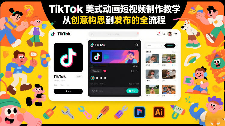 TikTok美式动画短视频制作教学，从创意构思到发布的全流程-网赚副业网