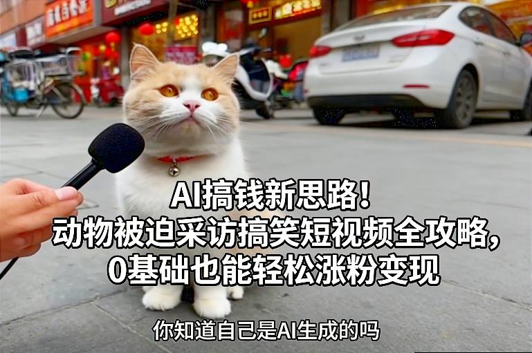AI搞钱新思路!动物被迫采访搞笑短视频全攻略,0基础也能轻松涨粉变现-网赚副业网
