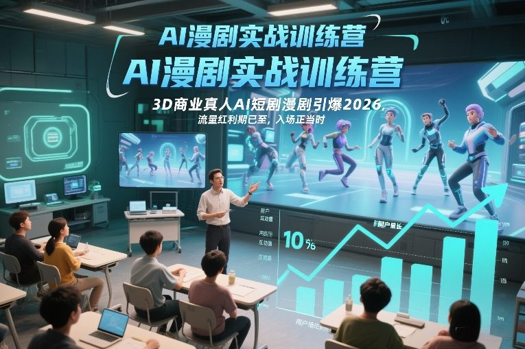 AI漫剧实战训练营,3D商业真人AI短剧漫剧引爆2026,流量红利期已至,入场正当时-网赚副业网