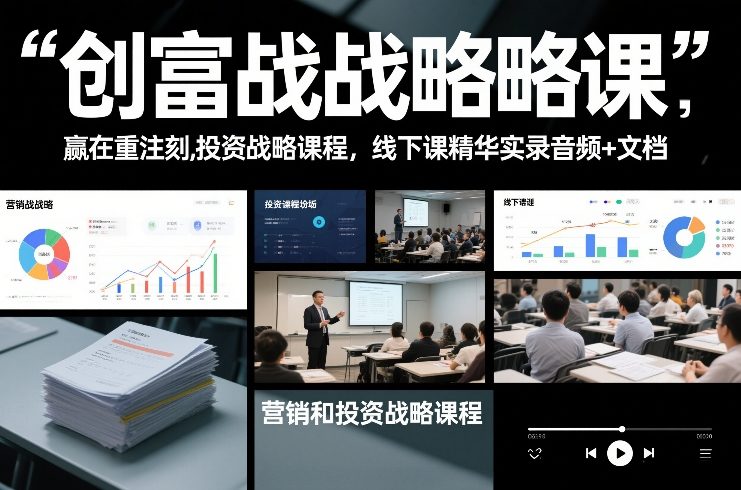 创富战略课,赢在重注时刻,营销和投资战略课程,线下课精华实录音频+文档-网赚副业网