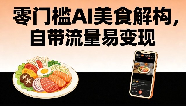 零门槛AI美食解构,自带流量易变现-网赚副业网