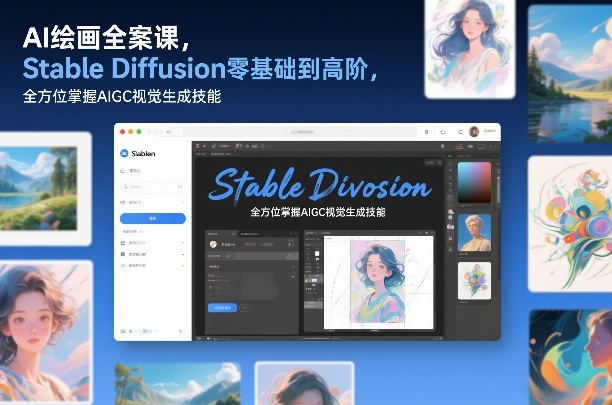 AI绘画全案课,Stable Diffusion零基础到高阶,全方位掌握AIGC视觉生成技能-网赚副业网