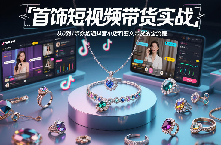 首饰短视频带货实战,从0到1带你跑通抖音小店和图文带货的全流程-网赚副业网