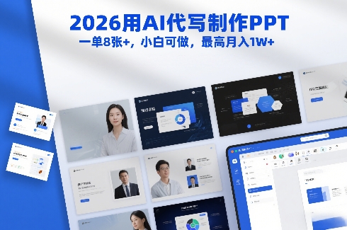 2026用AI代写制作PPT,一单8张+,小白可做,最高月入1W+-网赚副业网