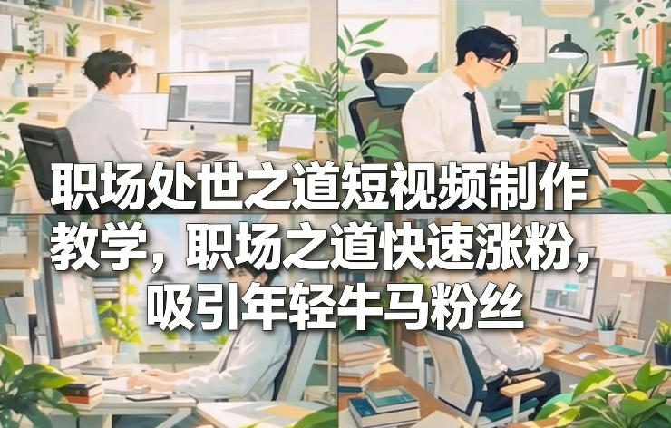 职场处世之道短视频制作教学,职场之道快速涨粉,吸引年轻牛马粉丝-网赚副业网