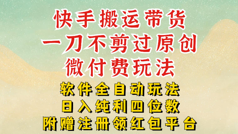 快手搬运带货,一刀不剪过原创,微付费玩法,软件全自动玩法,日入纯利四位数【揭秘】-网赚副业网