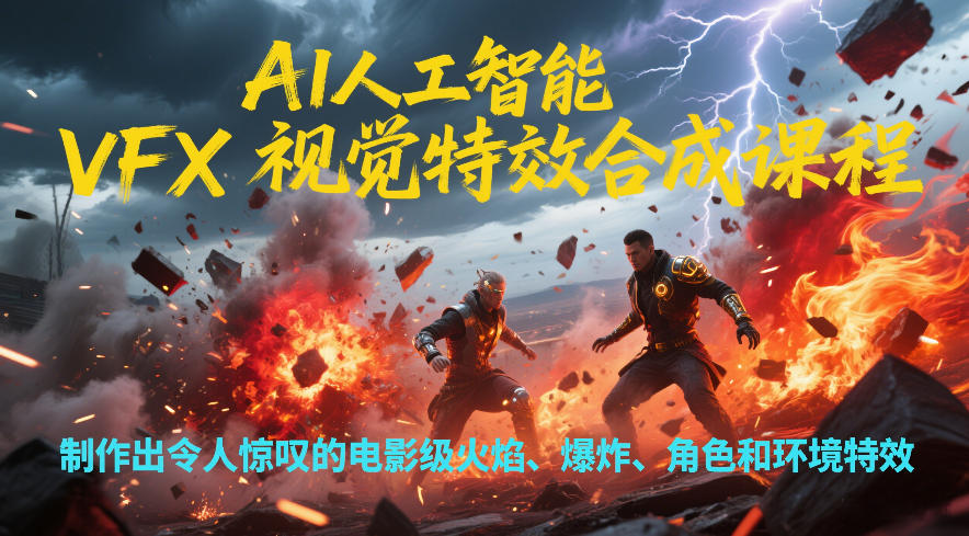 AI人工智能VFX视觉特效合成课程,制作出令人惊叹的电影级火焰、爆炸、角色和环境特效-网赚副业网