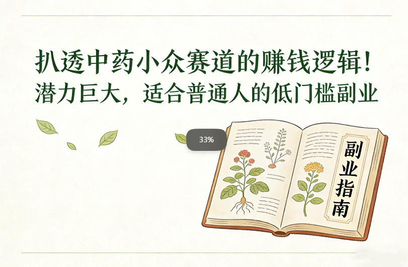 扒透中药小众赛道的賺米逻辑，潜力巨大，适合普通人的低门槛副业-网赚副业网