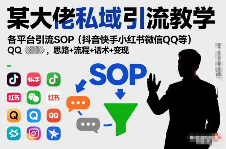 某大佬私域引流教学,各平台引流SOP(抖音快手小红书微信QQ等),思路+流程+话术+变现-网赚副业网