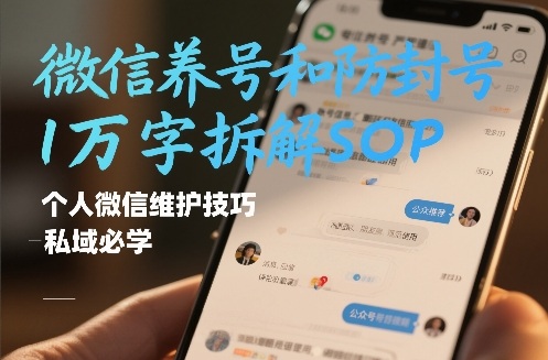 微信养号和防封号1万字拆解SOP,个人微信维护技巧,私域必学【文档】-网赚副业网