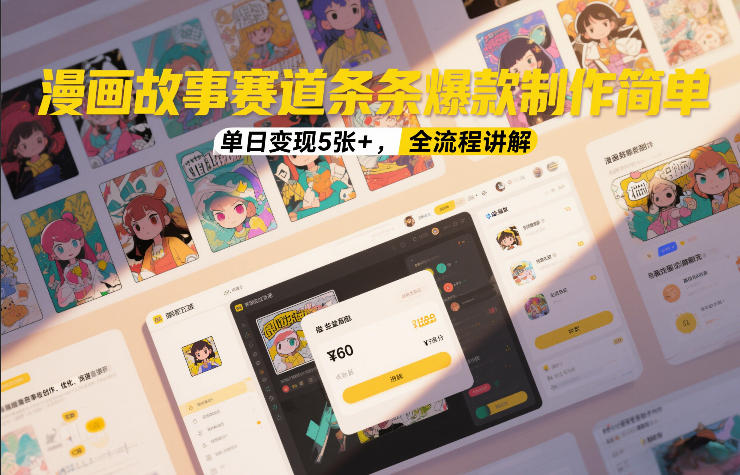 漫画故事赛道条条爆款制作简单,单日变现5张+,全流程讲解-网赚副业网