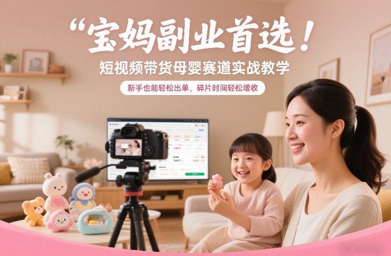 宝妈副业首选!短视频带货母婴赛道实战教学,新手也能轻松出单,碎片时间轻松增收-网赚副业网